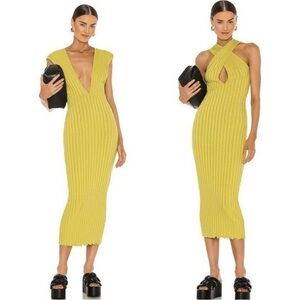 Simon Miller NWT Jago knit rib midi dress in kiwi size medium